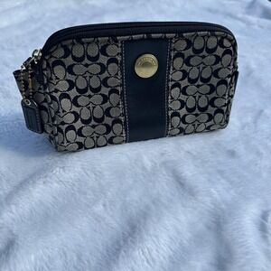 Coach Cosmetic Bag Small Signature C Wristlet Pouch Makeup Case Purse Vintage